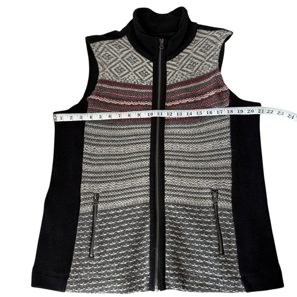 Southwestern Boho Vest Wool Blend Womens SZ L Full Zip Ruff Hewn Nordic Sweater - Picture 5 of 8